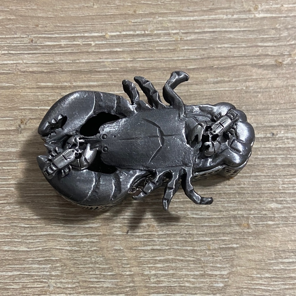 Vintage Torino Pewter Lobster Jewelry Necklace Brooch Earrings Trinket Box Set